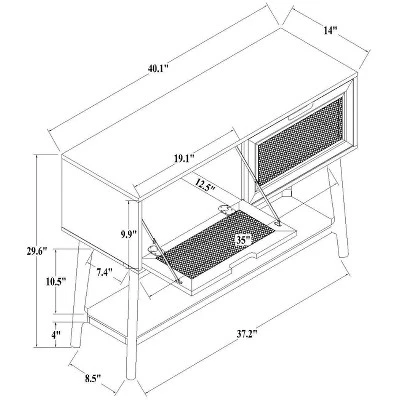 Wood & Cane Console Table With Pull-Down Drawers - Hearth & Hand™ With Magnolia - Image 8