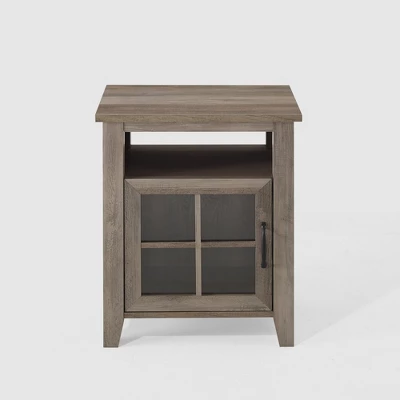 Transitional Classic Windowpane Storage Side Table - Saracina Home - Image 2