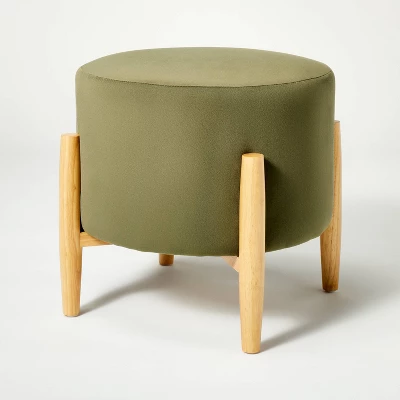 Elroy Round Velvet Ottoman With Wooden Legs - Threshold™ Designed With Studio McGee - Image 2