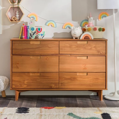 Mid-Century Modern Groove Wood 6 Drawer Dresser - Saracina Home - Image 16