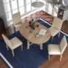 5 PCS Round Wood Extendable Dining Table Set With 4 Upholstered Dining Chairs-ModernLuxe