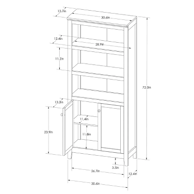 72" Carson 5 Shelf Bookcase With Doors - Threshold - Image 4
