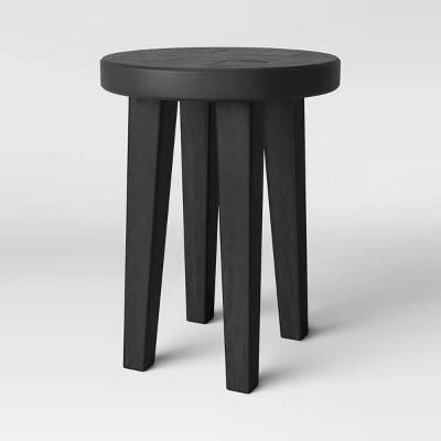 Woodland Carved Wood Accent Table - Black - Threshold - Image 2