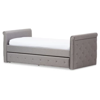 Twin Swanson Modern And Contemporary Fabric Tufted Daybed With Roll-Out Trundle Guest Bed - Baxton Studio - Image 14