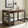 48" Industrial Farmhouse Tech Desk With USB Dark Walnut - Saracina Home