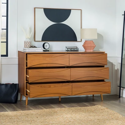 Mid-Century Modern Contoured 6 Drawer Dresser - Saracina Home - Image 6
