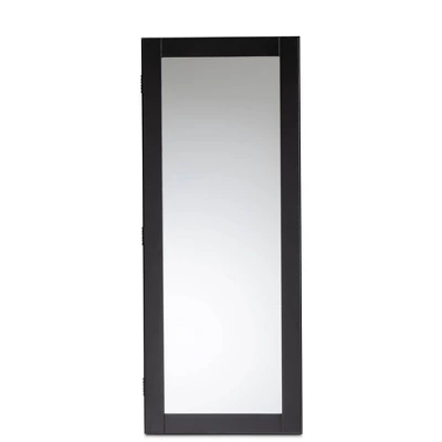 Pontus Wood Wall-Mountable Jewelry Armoire With Mirror - Baxton Studio - Image 3