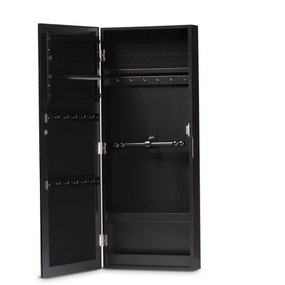 Pontus Wood Wall-Mountable Jewelry Armoire With Mirror - Baxton Studio - Image 2