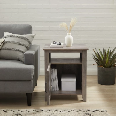 Transitional Classic Windowpane Storage Side Table - Saracina Home - Image 5