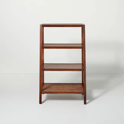 40" 4-Shelf Wood & Cane Transitional Ladder Bookshelf - Brown - Hearth & Handâ„¢ With Magnolia - Image 2