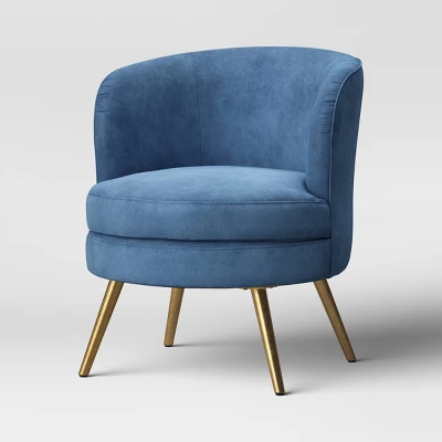 Beadle Accent Chair With Brass Leg Velvet Blue - Project 62™ - Image 2