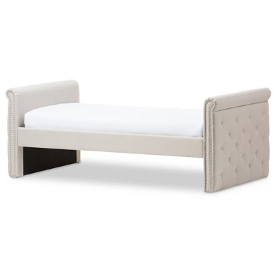 Twin Swanson Modern And Contemporary Fabric Tufted Daybed With Roll-Out Trundle Guest Bed - Baxton Studio - Image 6