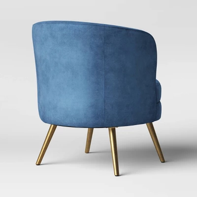 Beadle Accent Chair With Brass Leg Velvet Blue - Project 62™ - Image 3
