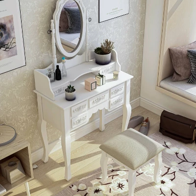 2pc Targus 7 Drawer Vanity With Stool White - HOMES: Inside + Out - Image 2
